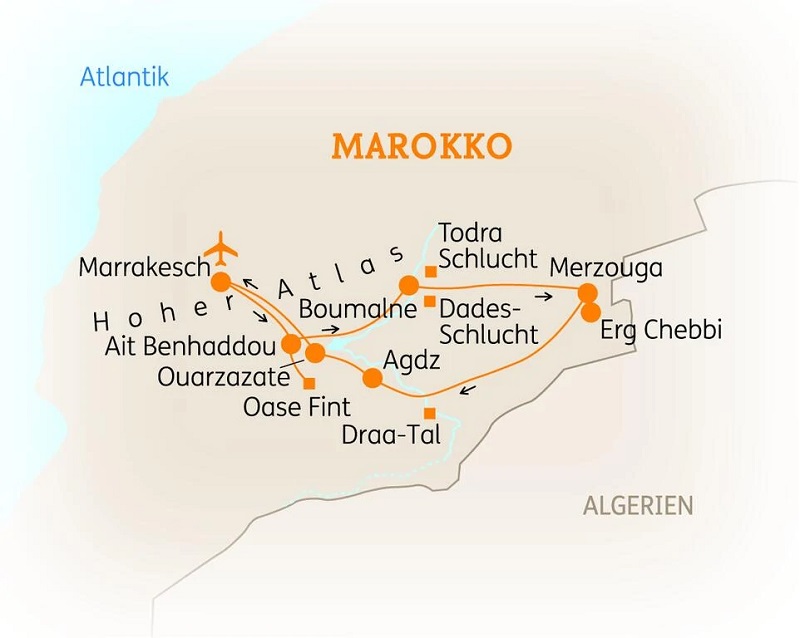 Reiseverlauf Marokko