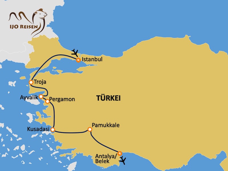 türkei troja landkarte