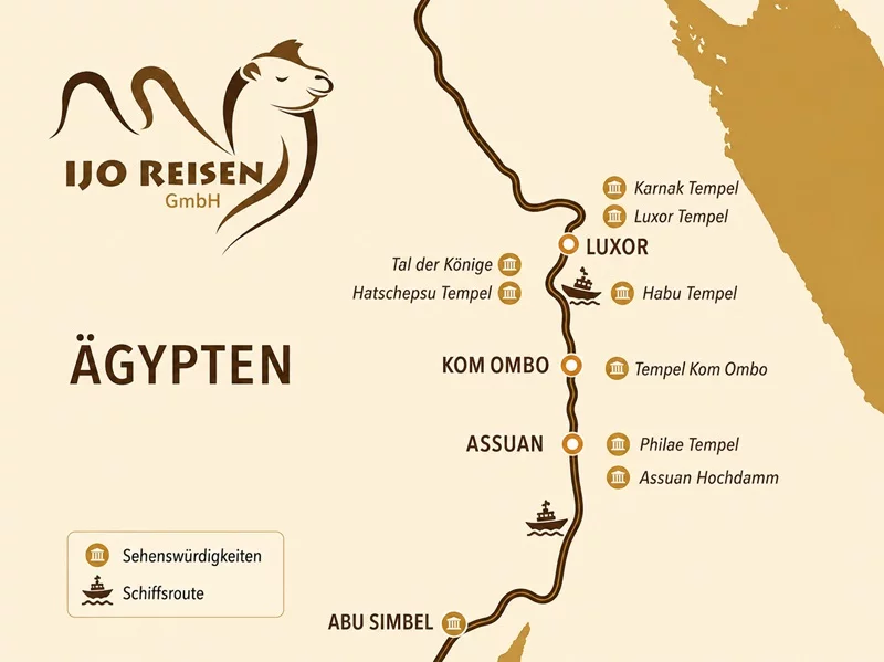 Nilkreuzfahrt ab/an Luxor wahlweise mit Flug nach Kairo oder Hurhghada 