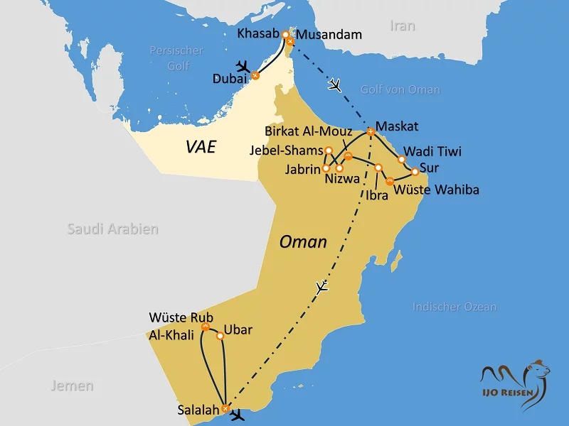 Grosse Rundreise Oman mit Dubai und Wüste Rub al-Khali